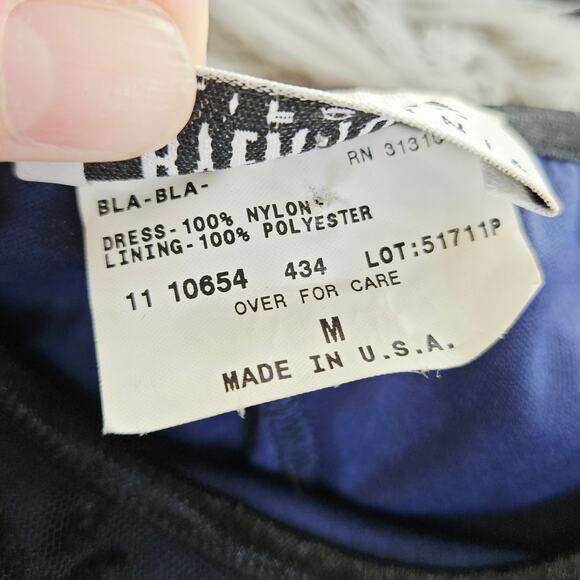 Y2K Navy Blue Black Velvet Burnout Mesh Floral Maxi Slip Dress Medium Whimsigoth - Picture 15 of 16